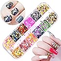 12 Colors Laser Mixed Circle Nail Glitter Sequins 3D Nail Art Accessories Holographic Round Shape Flakes Nail Art Design Acrylic Nails Supplies Women Beauty & Personal Care TBRZTR