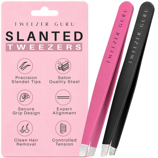 Tweezer Guru Tweezers for Women Facial Hair & Men - Precision Slant-Pointed Eyebrow Tweezer for Ingrown Hair, Blackhead & Splinter Removal Beauty and Personal Care TWEEZER GURU Default Title