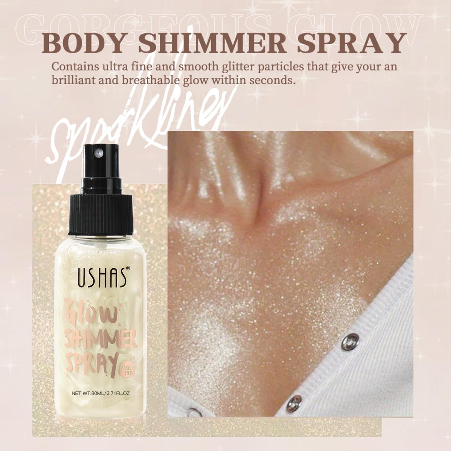 Body Glitter Spray, Body Shimmer Spray Quick Drying Body Glow Shimmer Long-Lasting Shiny Glitter Spray for Women Men for St. Patrick's Day, Party Beauty & Personal Care BRIMFULITE