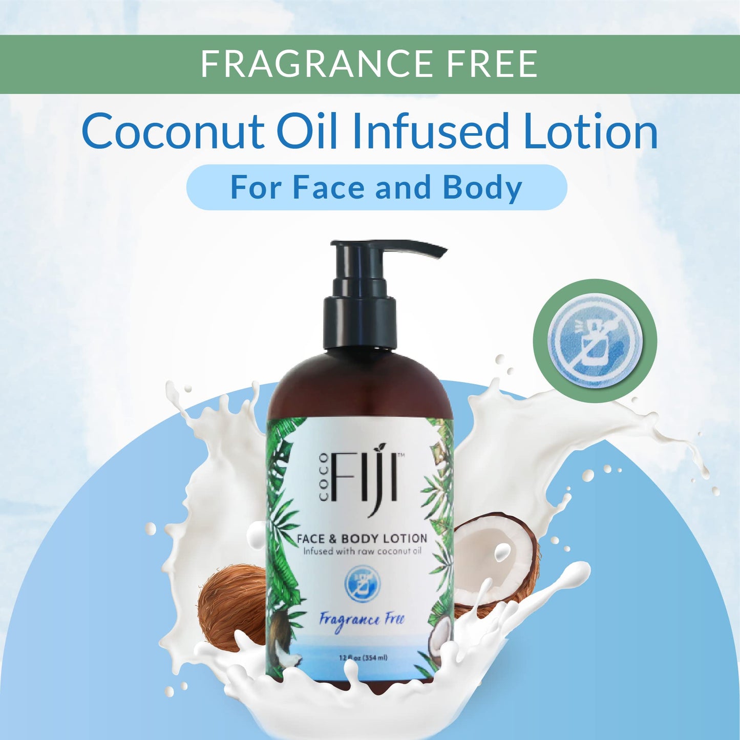 Coco Fiji Face & Body Lotion Infused With Coconut Oil | Lotion for Dry Skin | Moisturizer Face Cream & Massage Lotion for Women & Men | Fragrance Free Beauty & Personal Care Organic Fiji