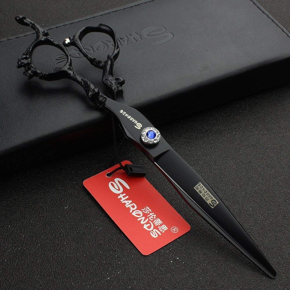 7 Inch sharonds Personalized Hair Scissors 19cm Cool Black Salon Hair Styling Barber Scissors Stainless Steel Barber Tools
