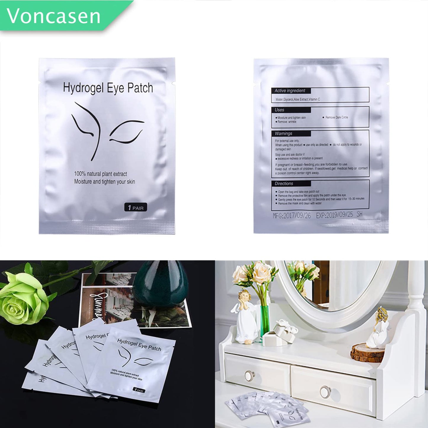 100 Pairs Set,Under Eye Pads,Comfy and Cool Under Eye Patches Gel Pad for Eyelash Extensions Eye Mask Beauty Tool Beauty & Personal Care Voncasen