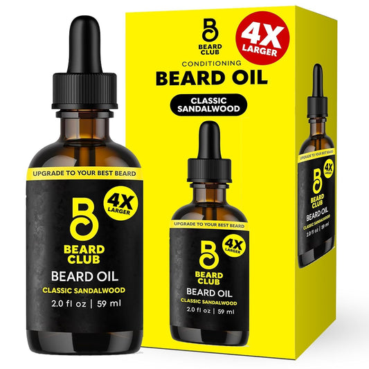 The Beard Club Beard Oil for Men - 2oz Classic Sandalwood Natural Beard Oil with Castor & Amber Oils - Beard & Mustache Conditioner - Hydrates Beauty and Personal Care The Beard Club