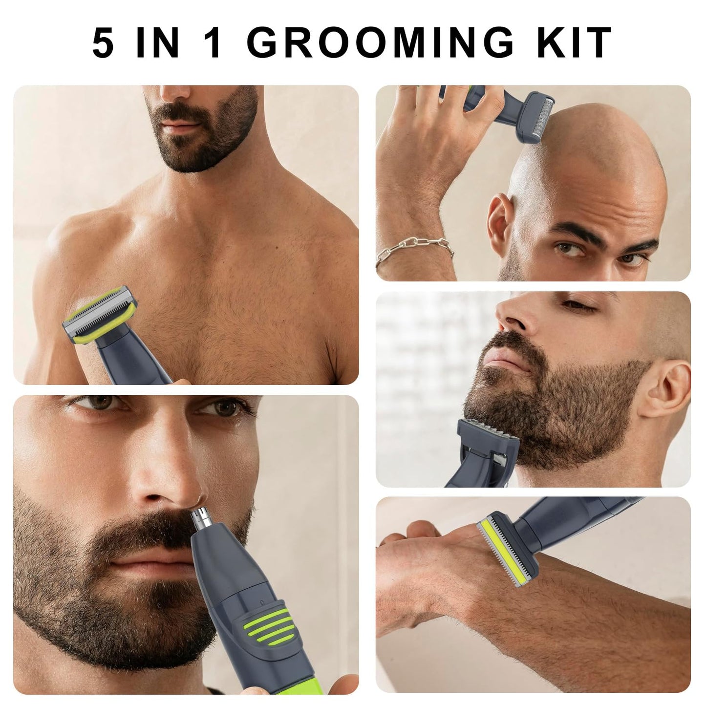 QDKVTNDJZ Beard Trimmer/Hair Clippers for Men, 5 in 1 Grooming Shaving Kit for Face, Mustache, Body, Ear, Nose, Waterproof Cordless Barber Clippers Beauty and Personal Care QDKVTNDJZ