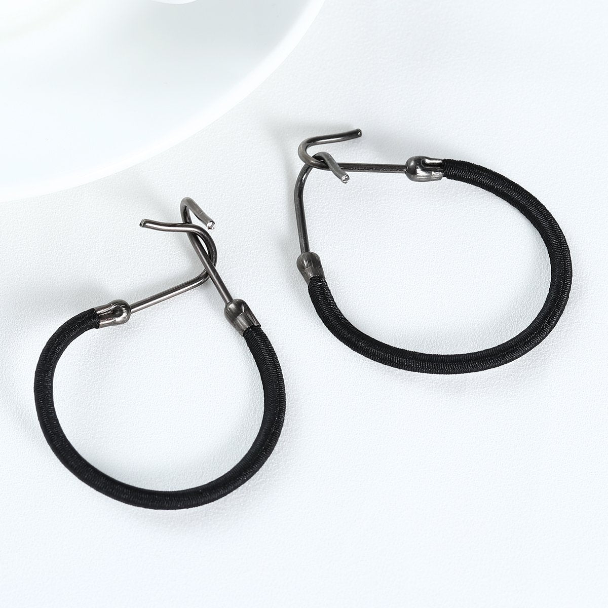 Frcolor Black Hair Hook Ponytail Holder with Hooks Hook Hair Tie Elastic Styling Rubber Bands, Pack of 20