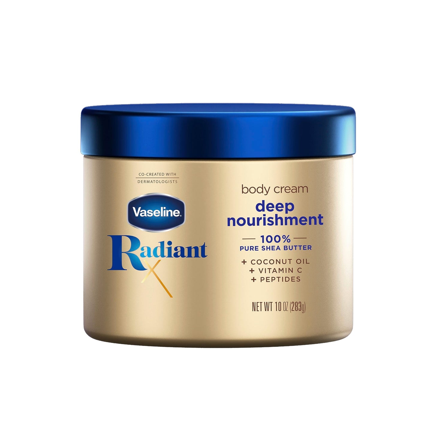 Vaseline Radiant X Deep Nourishment Body Cream 100% Pure Shea Butter, Coconut Oil, Vitamin C, & Peptides 10 oz Beauty & Personal Care Vaseline