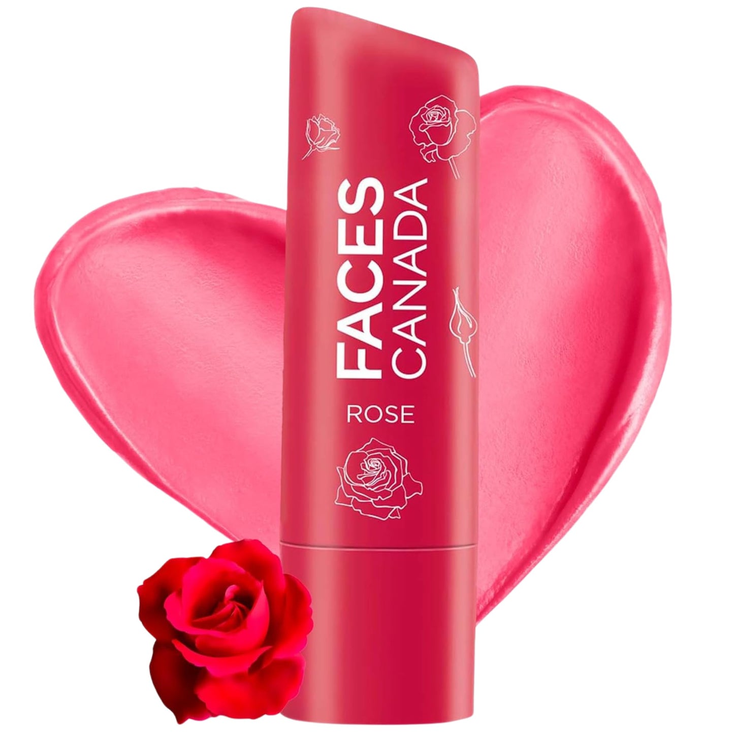 Facescanada Tinted Rose Lip Balm SPF 15 - Hydrating Lip Care with Vitamin E & Shea Butter - Soft Rose-Red Tint for Fresh, Healthy-Looking Lips Beauty and Personal Care FACESCANADA
