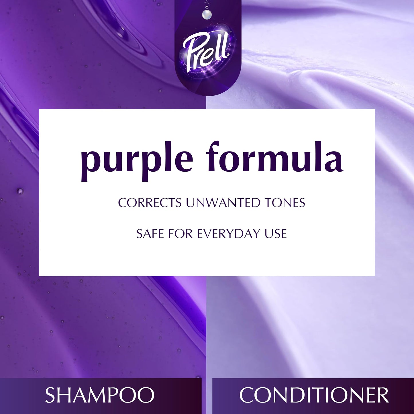 Prell Purple Shampoo + Conditioner Set for Blonde, Bleached, Gray & Silver Hair, Neutralizes Yellow Tones, Color-Safe Hydrating Lotus Flower System Beauty & Personal Care Prell