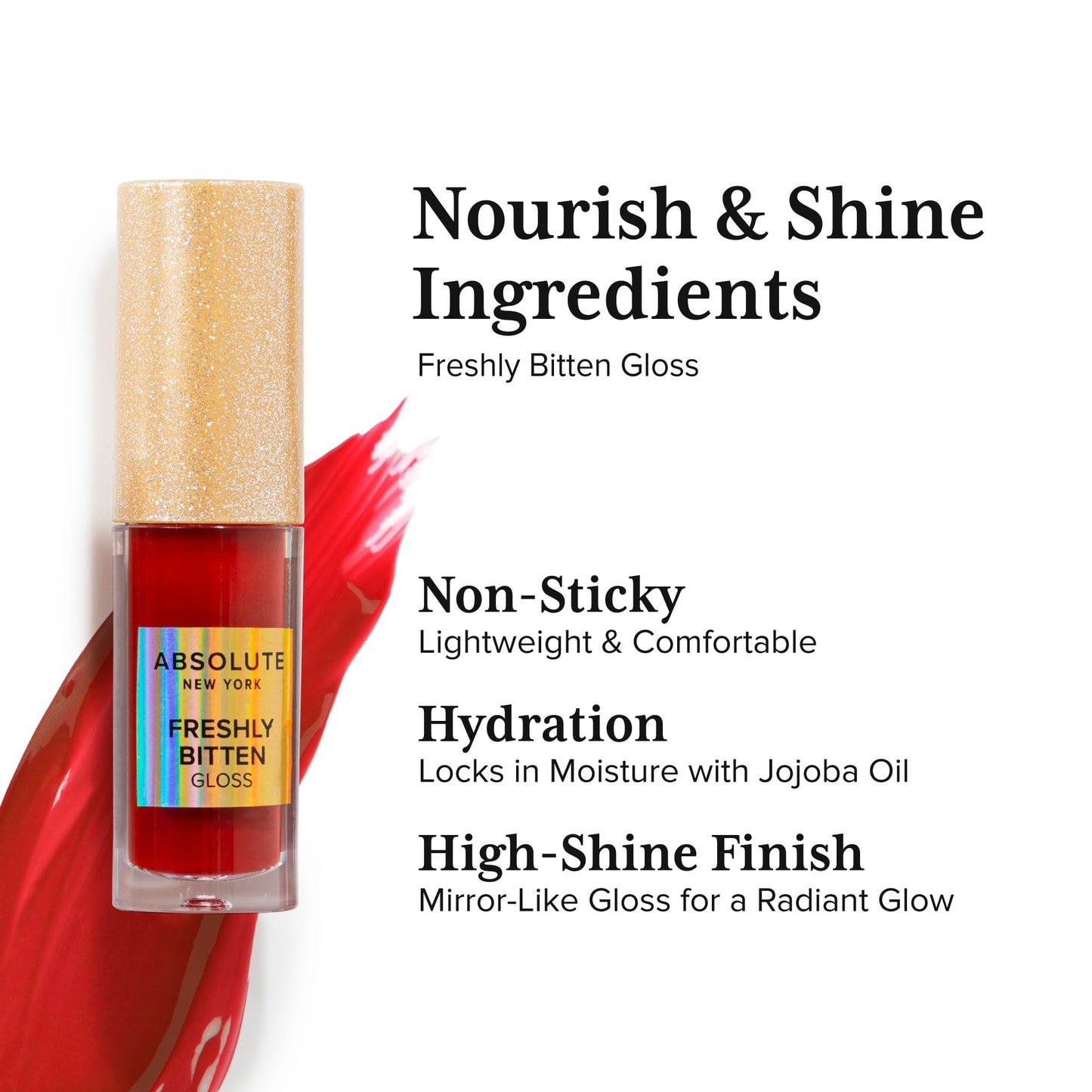 Absolute New York Freshly Bitten Gloss, Non Sticky, Weightless Lip Gloss with Jojoba Oil (Fantasy Sheer Coral, .8 Oz) Beauty & Personal Care Absolute New York