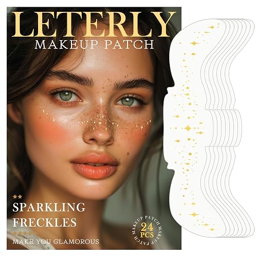 Leterly 24 Pcs Glitter Freckles Face Tattoo,Gold Face Glitter Makeup Patches Cute Sparkle Freckles Patches Waterproof Makeup Speckles for Face Beauty & Personal Care Leterly