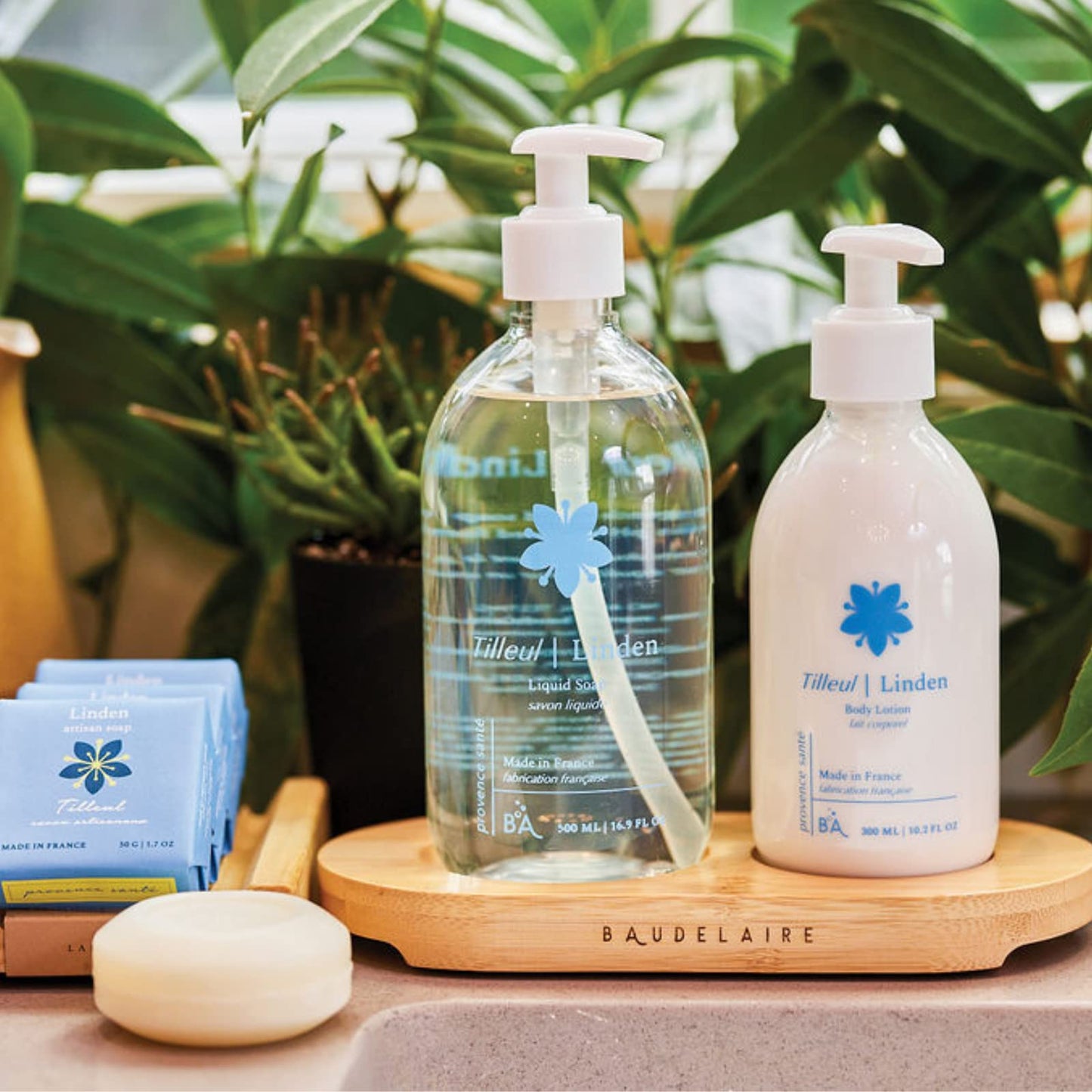 Provence Sante Liquid Soap & Lotion Bamboo Tray Gift Set - Moisturizing Hand Soap & Anti Aging Body Lotion Hydrating Fragrance Restore Dry Skin Beauty & Personal Care Provence Sante
