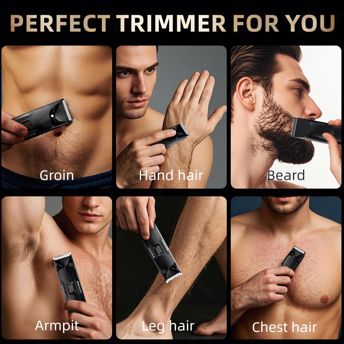 Enchen Groin & Body Trimmer Kit - Waterproof Electric Body Hair Grooming Tool with LED Spotlight, Adjustable 3-12mm Guide Combs, Ceramic Blades Beauty and Personal Care Enchen