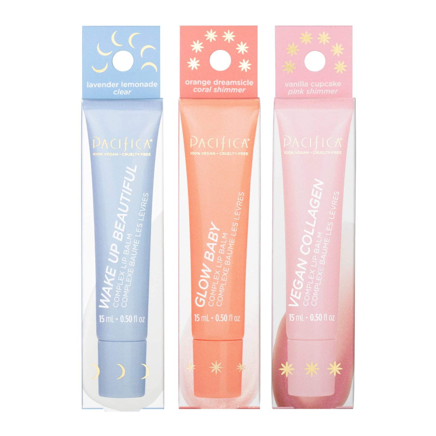 Pacifica Hydrating Lip Balm Gift Set - Flavored Lip Balm Glow Baby Tangerine, Wake Up Beautiful Lavender Lemon & Vegan Collagen Vanilla Trio, 3-Pack Beauty and Personal Care Pacifica