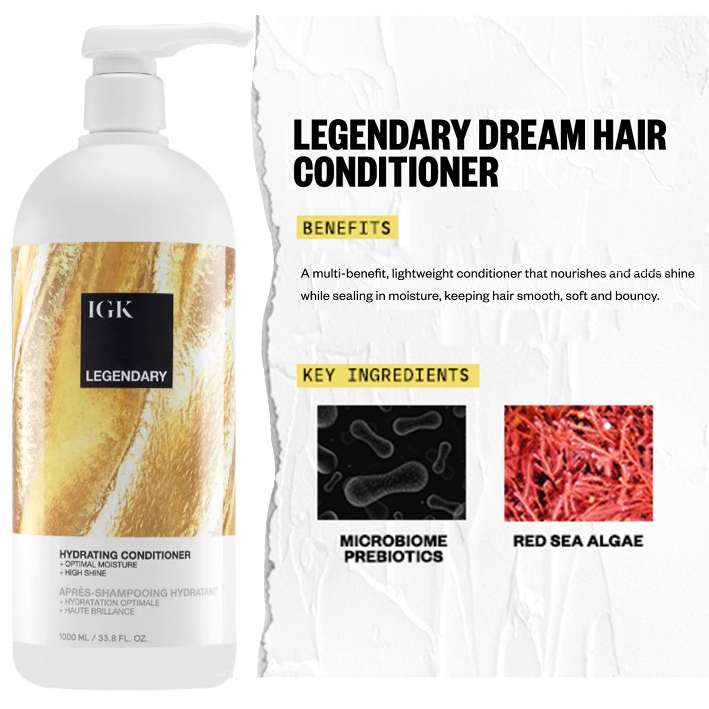 IGK LEGENDARY Dream Hair Shampoo & Conditioner Set | Hydration + Softness + Shine | Vegan + Cruelty-Free | 33.8 oz (Pack of 2) Beauty & Personal Care IGK