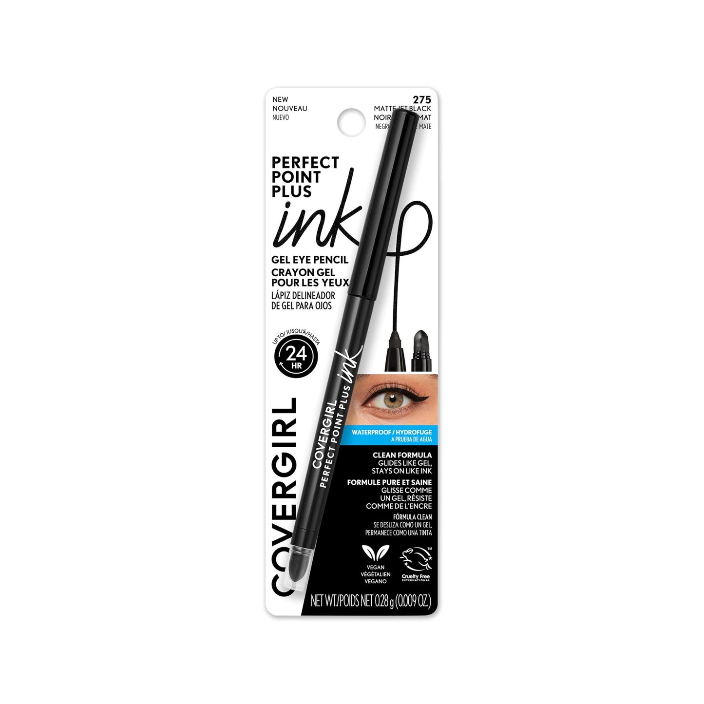 COVERGIRL Perfect Point Plus Ink Gel Eye Pencil, Pigmented, Long-Wearing, Vegan Formula, Matte Jet Black 275, 0.01oz Beauty and Personal Care COVERGIRL Default Title