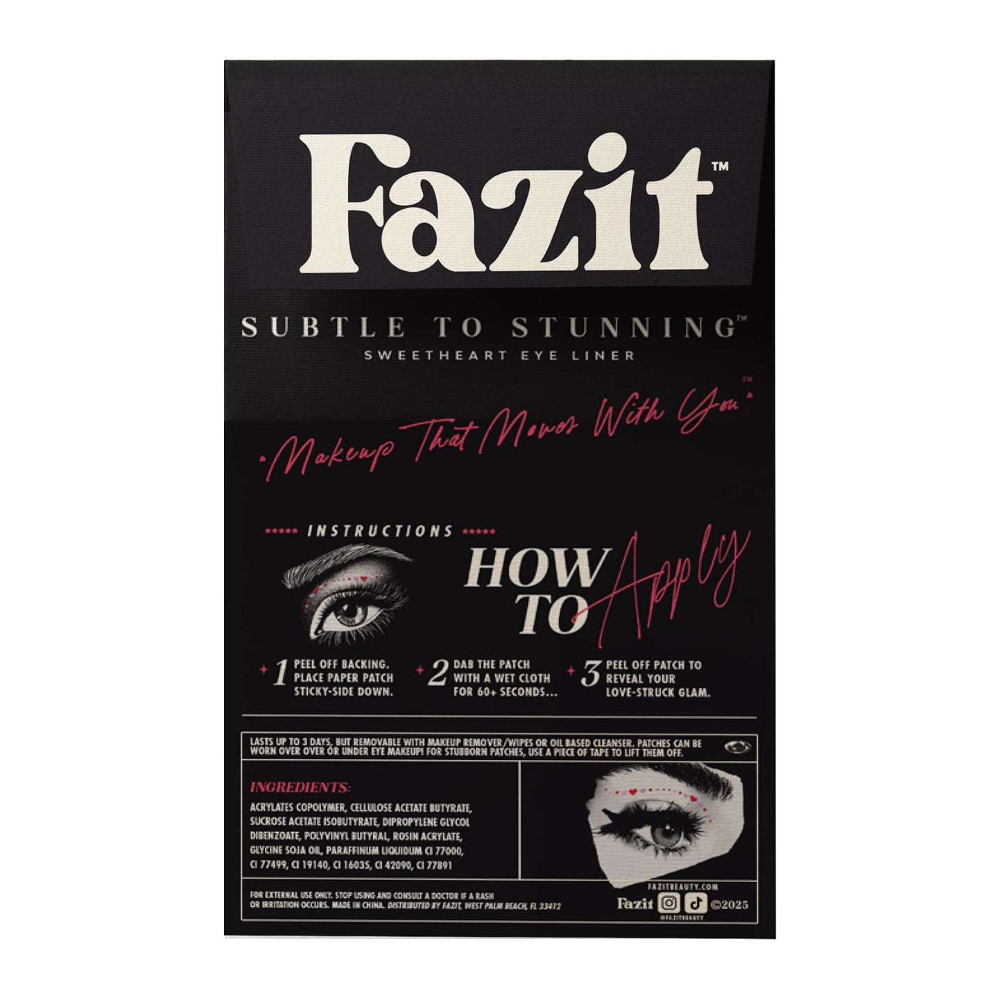 Fazit Makeup Patches - Sweetheart Wing Eyes - Glow Up Make-Up Patches - Cute Glitter Makeup Accessories for Women - Cosmetic Glitter for Face Beauty & Personal Care Fazit