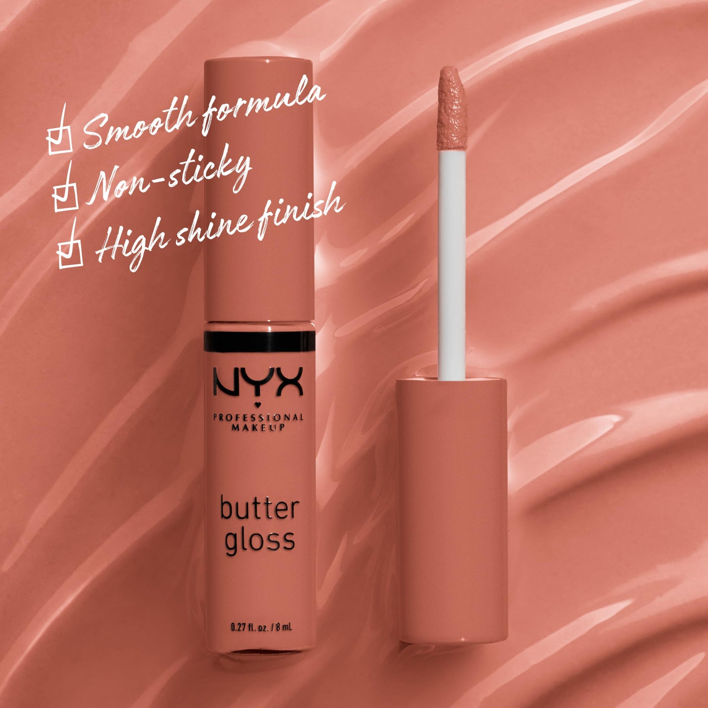 NYX PROFESSIONAL MAKEUP Butter Gloss Brown Sugar, Non-Sticky Lip Gloss - Sugar High (Peachy Light Nude) Beauty & Personal Care NYX PROFESSIONAL MAKEUP
