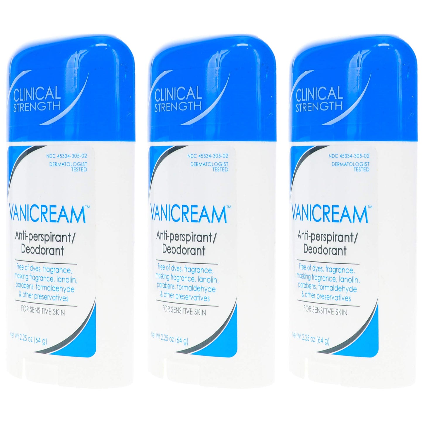 Vanicream Anti-Perspirant - Deodorant Clinical Strength For Sensitive Skin, 2.25 Oz Pack of 3 Beauty and Personal Care Vanicream
