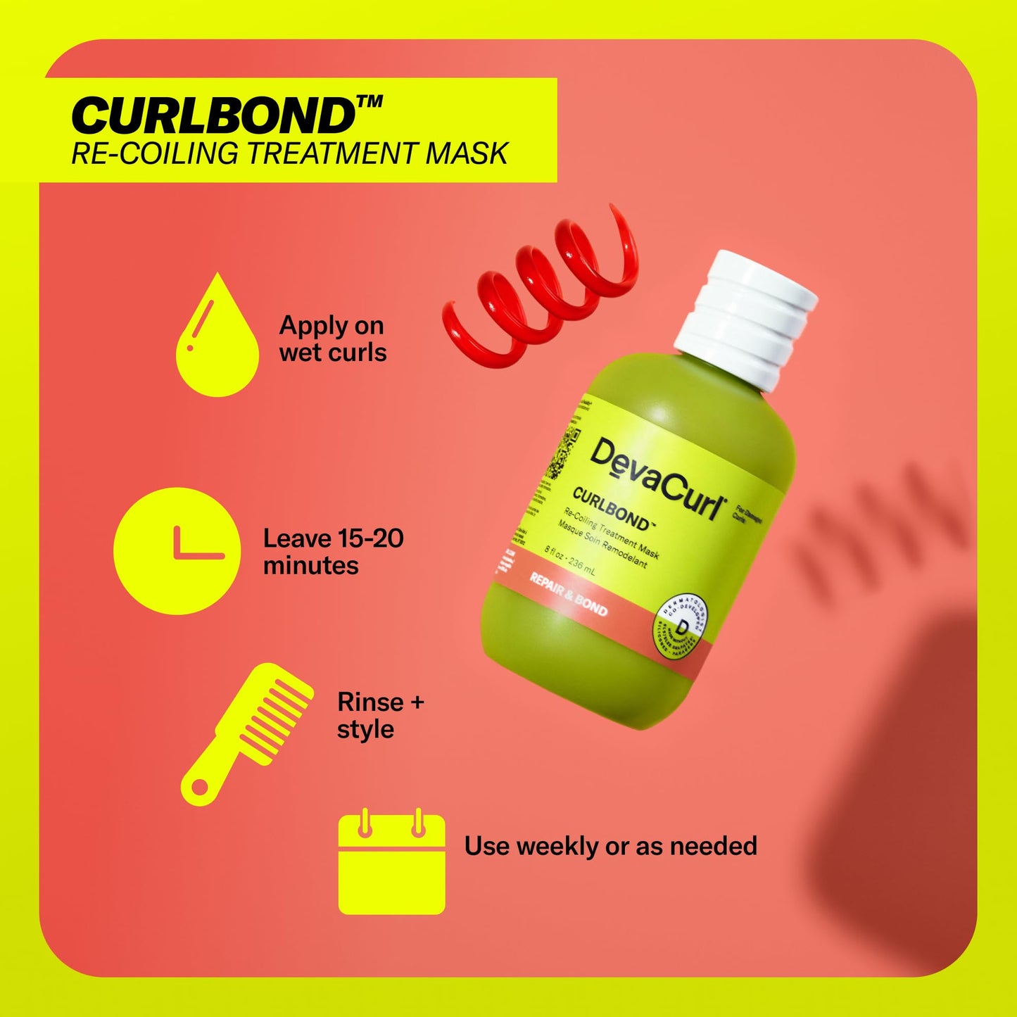 DevaCurl CurlBond Re-Coiling Treatment Mask, Cozy Getaway, 8 fl. oz. Beauty & Personal Care DevaCurl