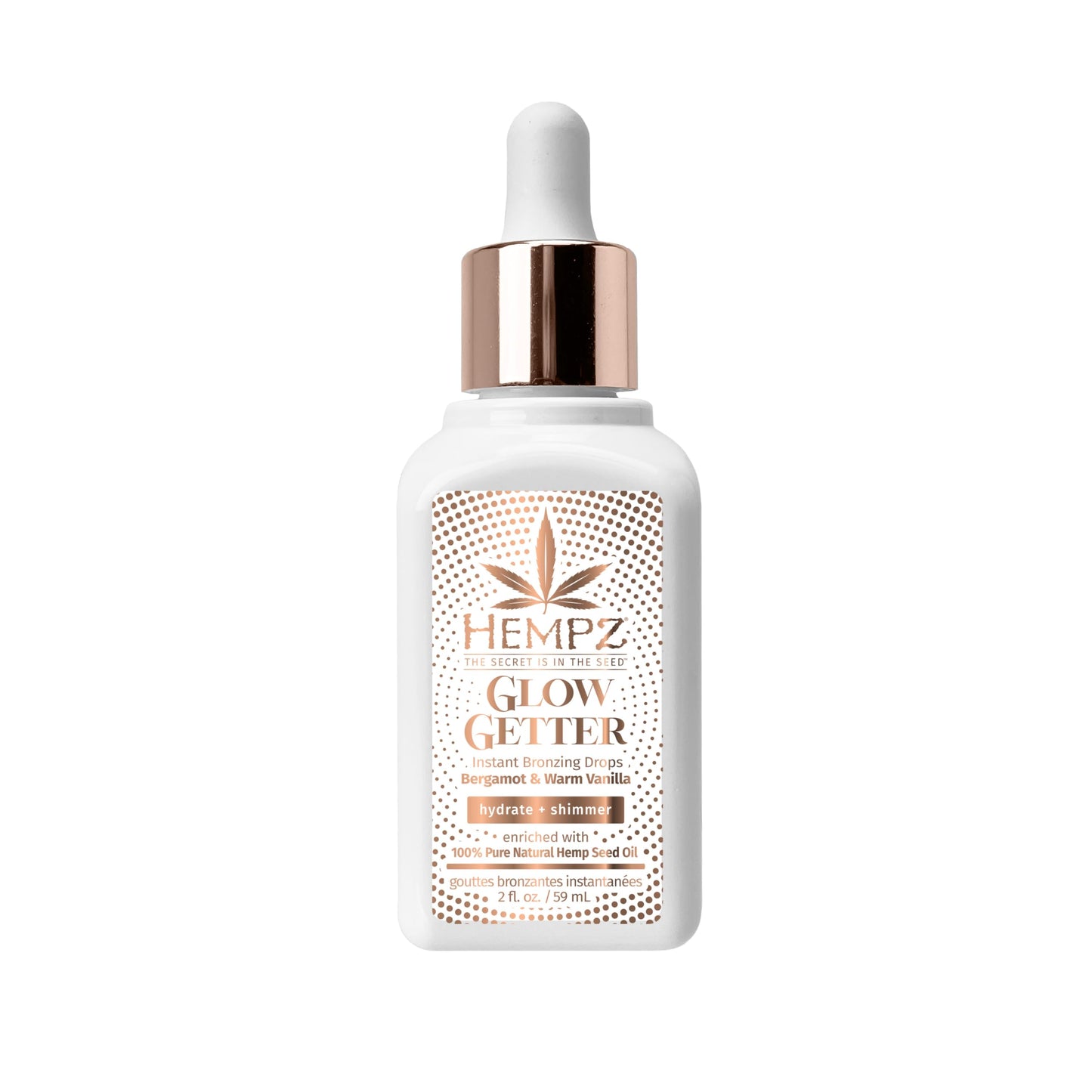 Hempz NEW Glow Getter Instant Bronzing Drops, Dewy Face Bronzer, Hydrating Shimmer, 2 oz. Beauty & Personal Care Hempz