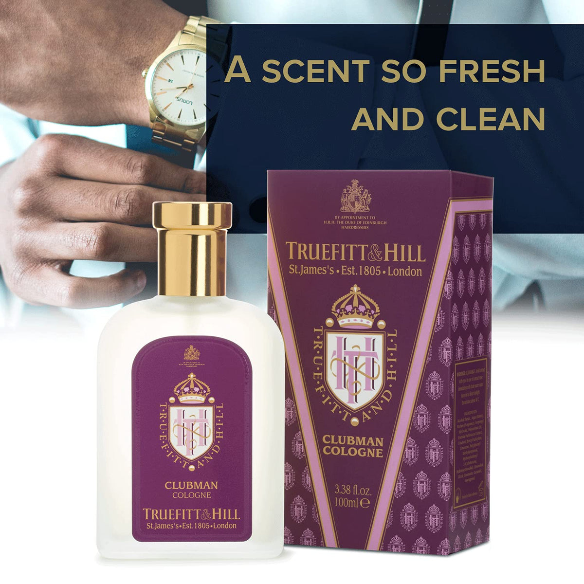 Truefitt & Hill Luxury Cologne - Premium Long-Lasting Bergamot and Lavender Men's Clubman Scented Fragrance, Presented in a Beautifully Etched Beauty & Personal Care Truefitt & Hill