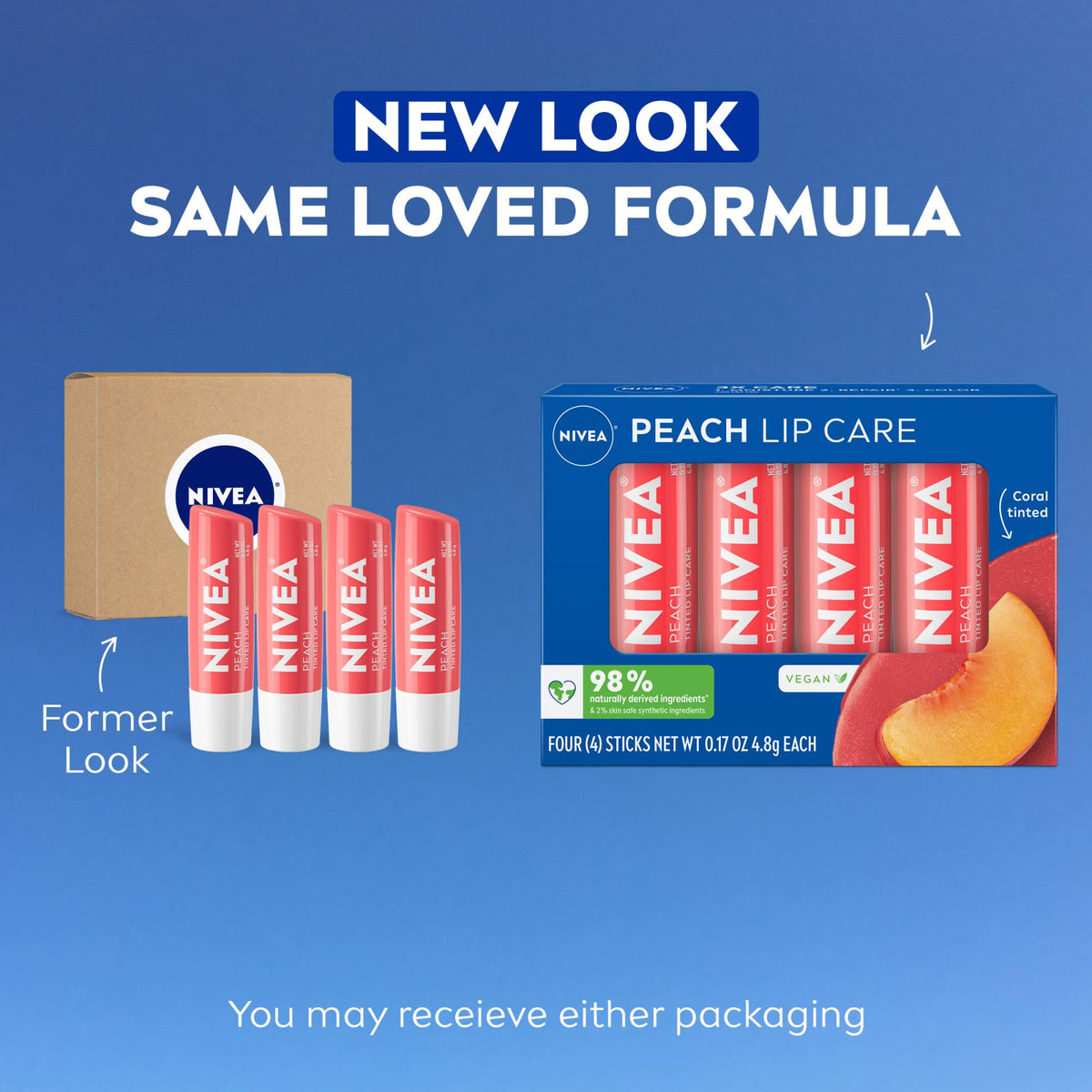 NIVEA Peach Lip Care, Tinted Lip Balm Pack with Shea Butter, Nourishing Oils and Vitamin C & E, 3-in-1 Moisture, Repair and Color, 0.17 Oz Stick, Pack Beauty & Personal Care NIVEA