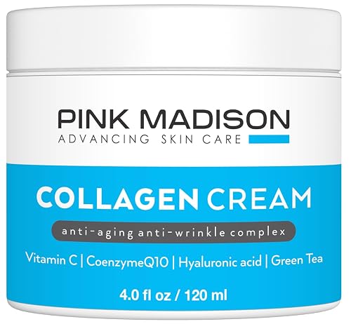 Pink Madison Skin Tightening Collagen Serum Cream with Hyaluronic Acid Anti Aging Face Treatment Fine Lines Wrinkles Men Women 4 Ounce Jar Beauty & Personal Care Pink Madison
