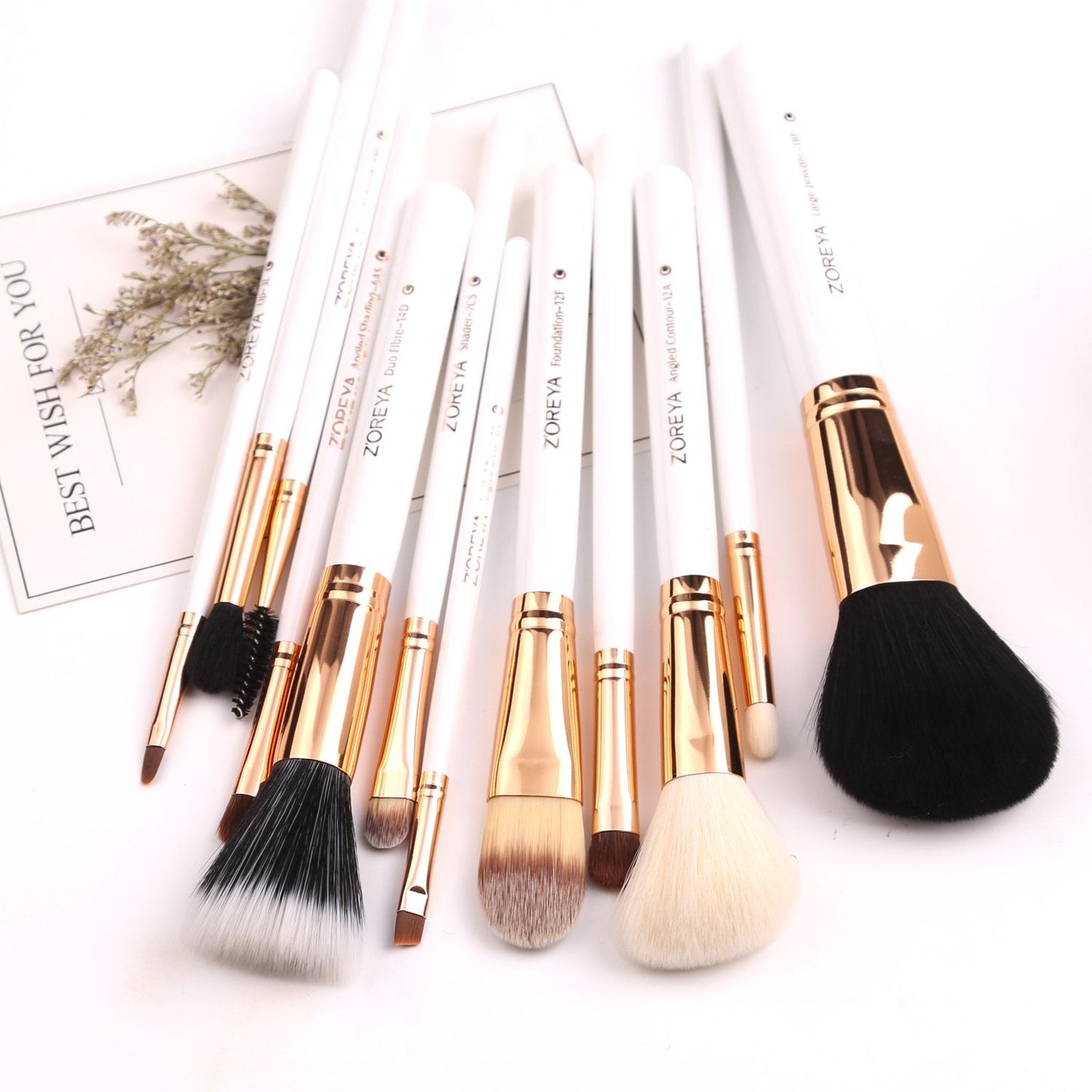 Z'OREYA Travel Makeup Brush Set White 12pcs Makeup Brushes Premium Synthetic Hair Professional Foundation Powder Contour Blush Cosmetic Eye Brush Sets Beauty & Personal Care Z'OREYA