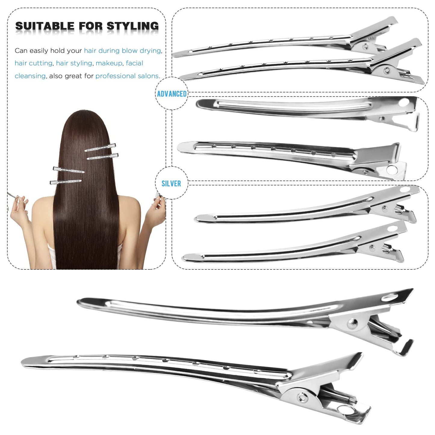 Neworkg 50pcs 3.5 Inches Duck Bill Hair Clips, Superior Silver Alligator Curl Clips with Holes, Hairdressing Salon Hair Grip, DIY Accessories Hairpins Beauty & Personal Care Neworkg