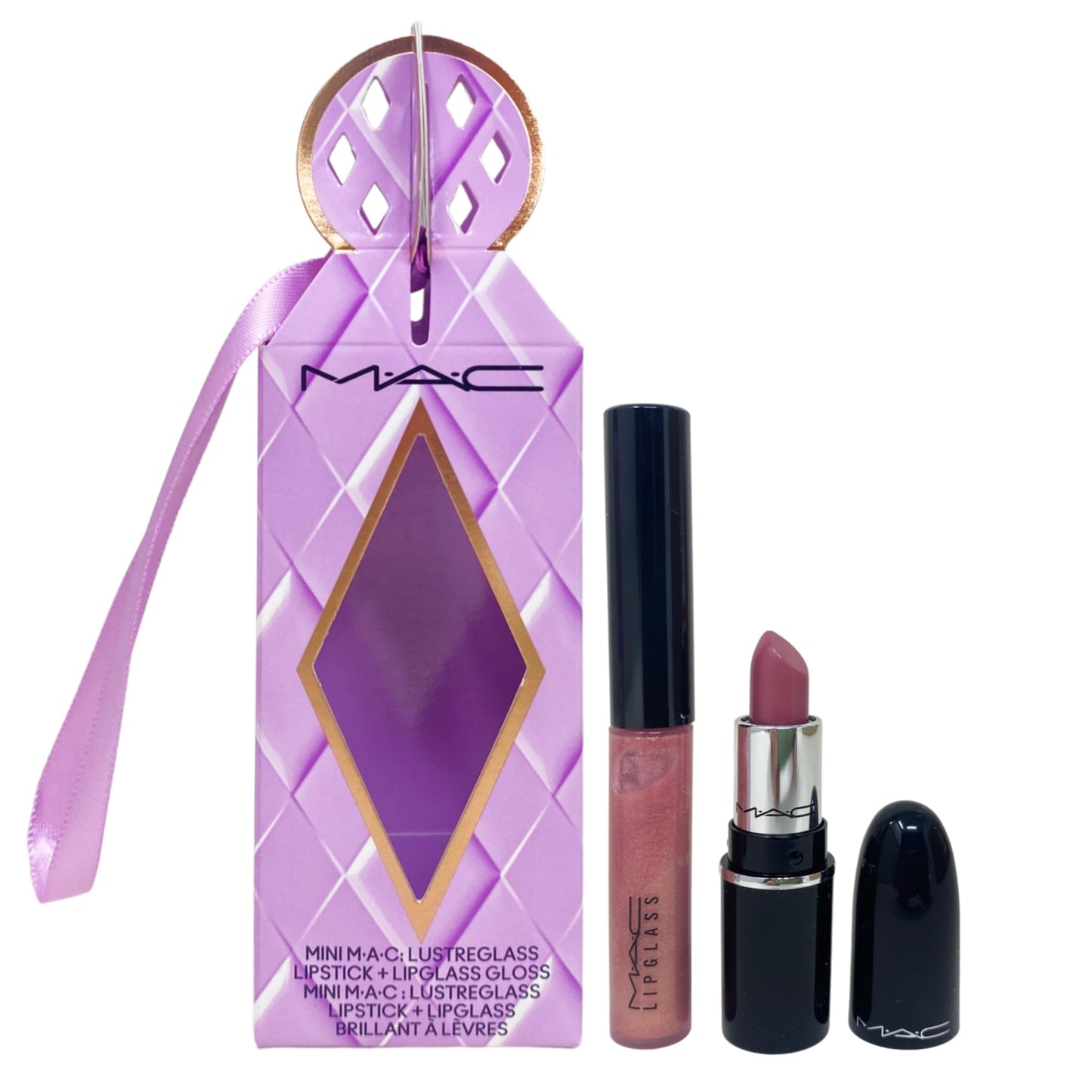 M·A·C Cosmetics Holiday Exclusive Cosmic Kiss Mini Lustreglass Lipstick and Lipglass Duo Set - Syrup/Nymphette Beauty & Personal Care MAC