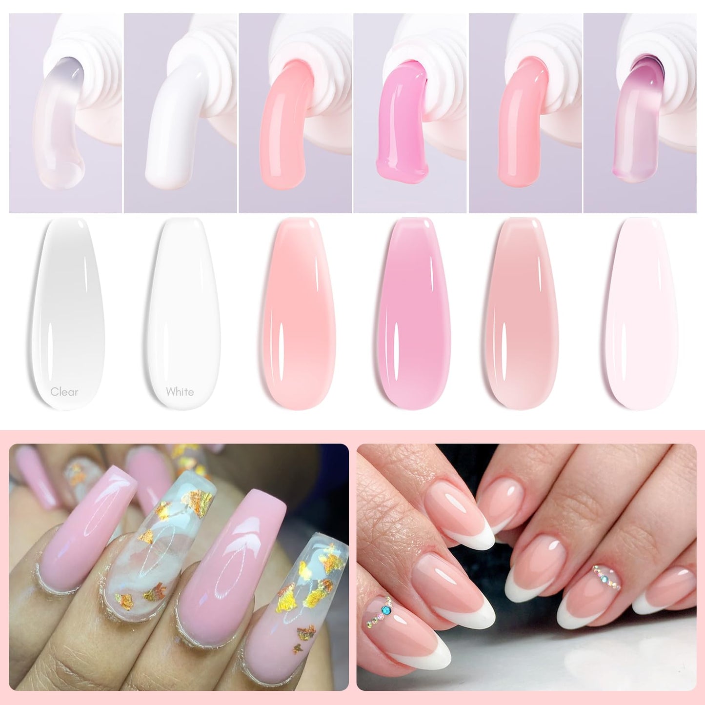 Makartt Poly Nail Gel Kit – 6 Colors (Clear, Pink, White) Builder Extension Set, Long-Lasting Hard Gel for Nail Strengthening & French Manicure Beauty & Personal Care Makartt