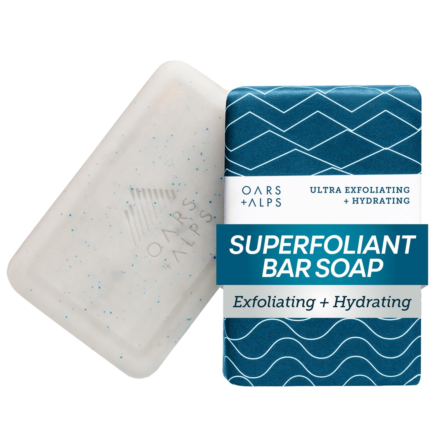 Oars + Alps Exfoliating & Moisturizing Bar Soap for Men, Deep Cleaning Soap, Clean Ingredients, All Skin Types, Jojoba Beads, 1pk Beauty & Personal Care Oars + Alps