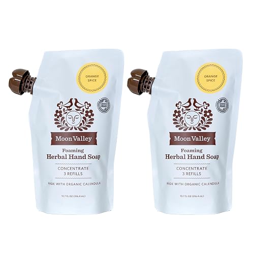 Moon Valley Foaming Hand Soap Refill Pouch, Two-Pack Orange Spice Soap, Vegan and Non-GMO, Environmentally Friendly Option Beauty & Personal Care Moon Valley Organics