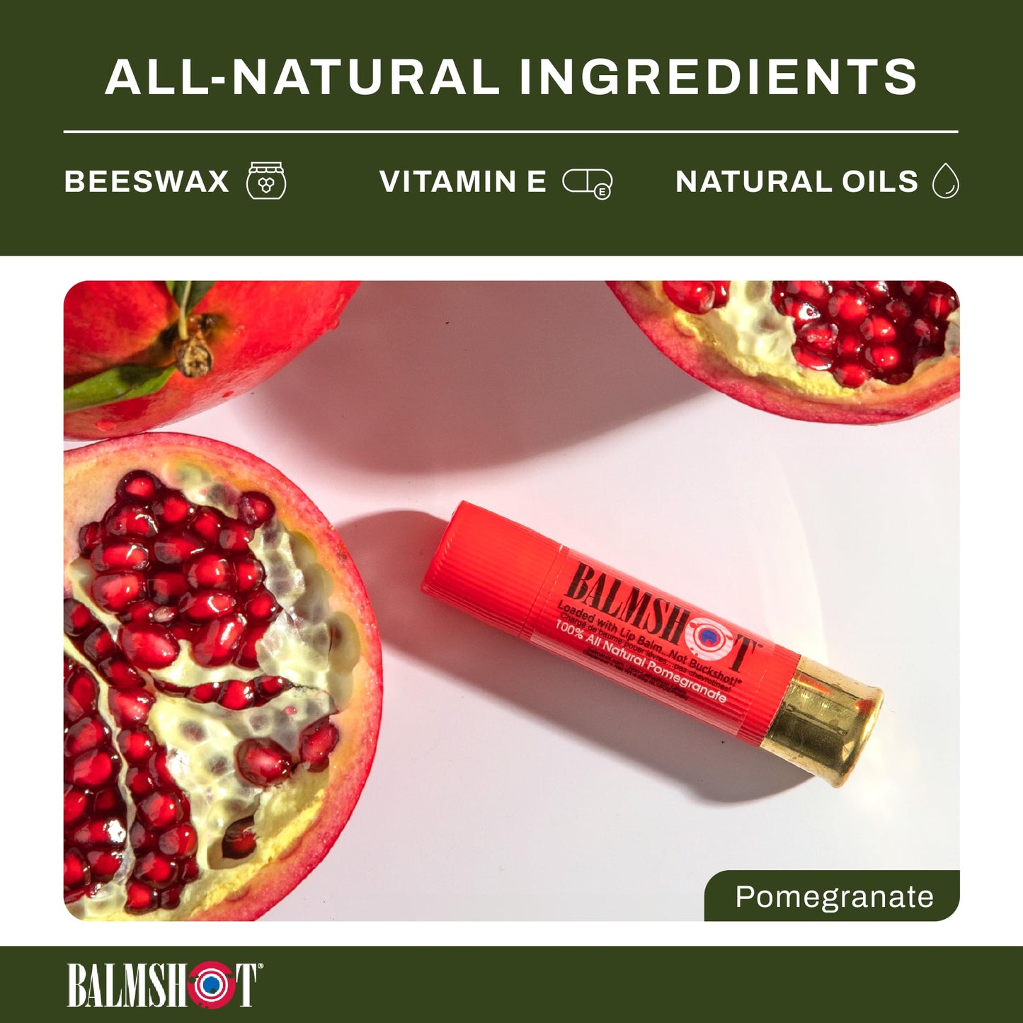 BALMSHOT Two Pack of 100% All Natural Pomegranate Lip Balm Beauty & Personal Care Balmshot