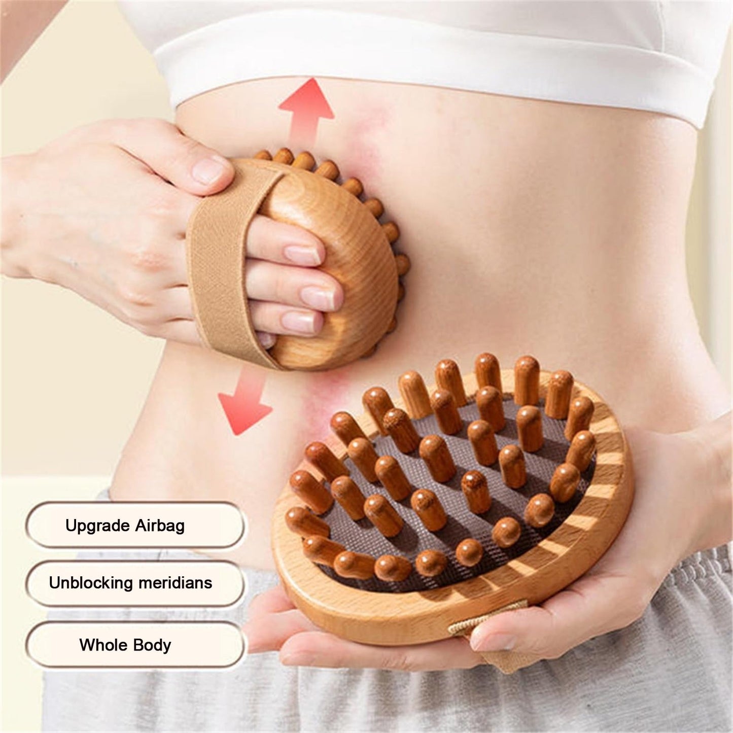 TTOBHF Wood Therapy Massage Tools Body Comb Relaxation Spa Meridian Pressure Brush Anti Cellulite Stress Relief, Handhold Airbag Portable Massage Beauty and Personal Care TTOBHF