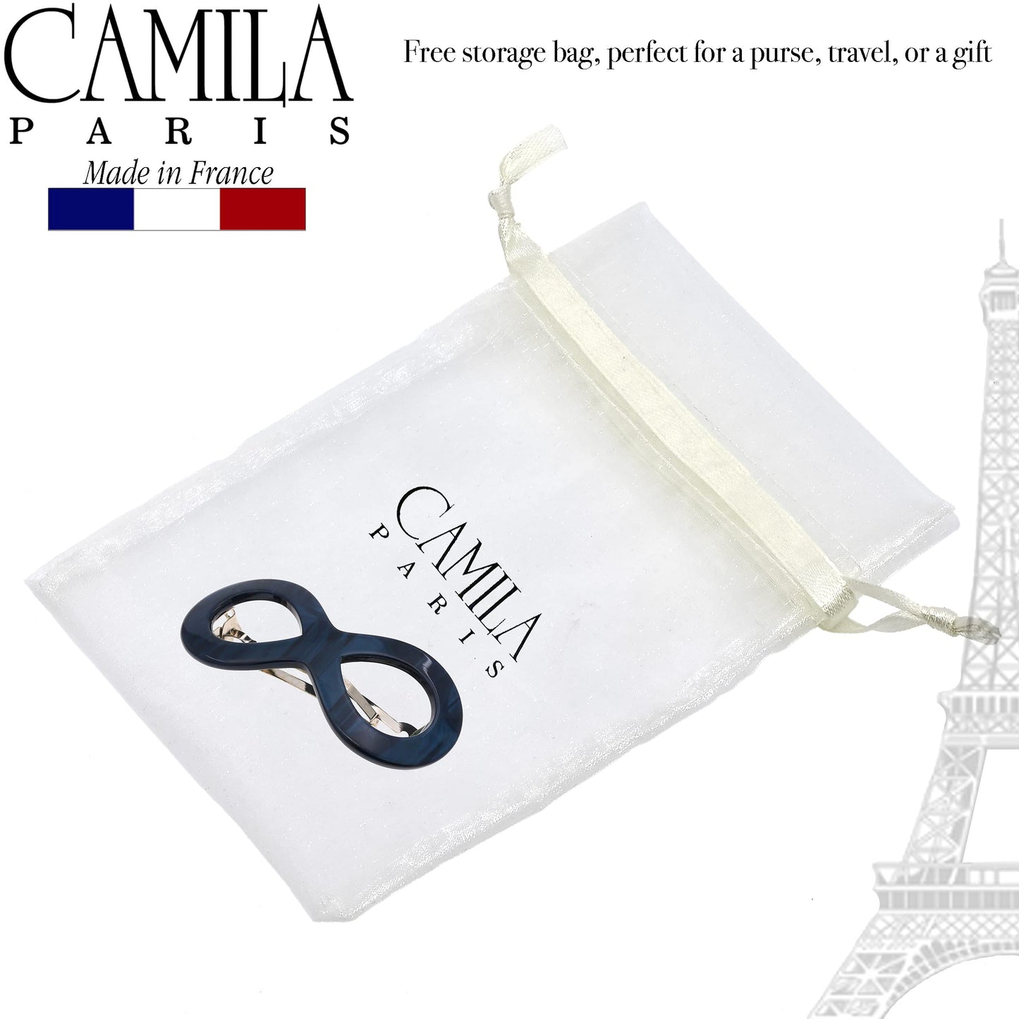 Camila Paris CP3275 French Hair Barrette Clip for Girls, Handmade, Blue, Strong Hold Grip Hair Clips for Women, No Slip and Durable Styling Girls Hair Beauty & Personal Care Camila