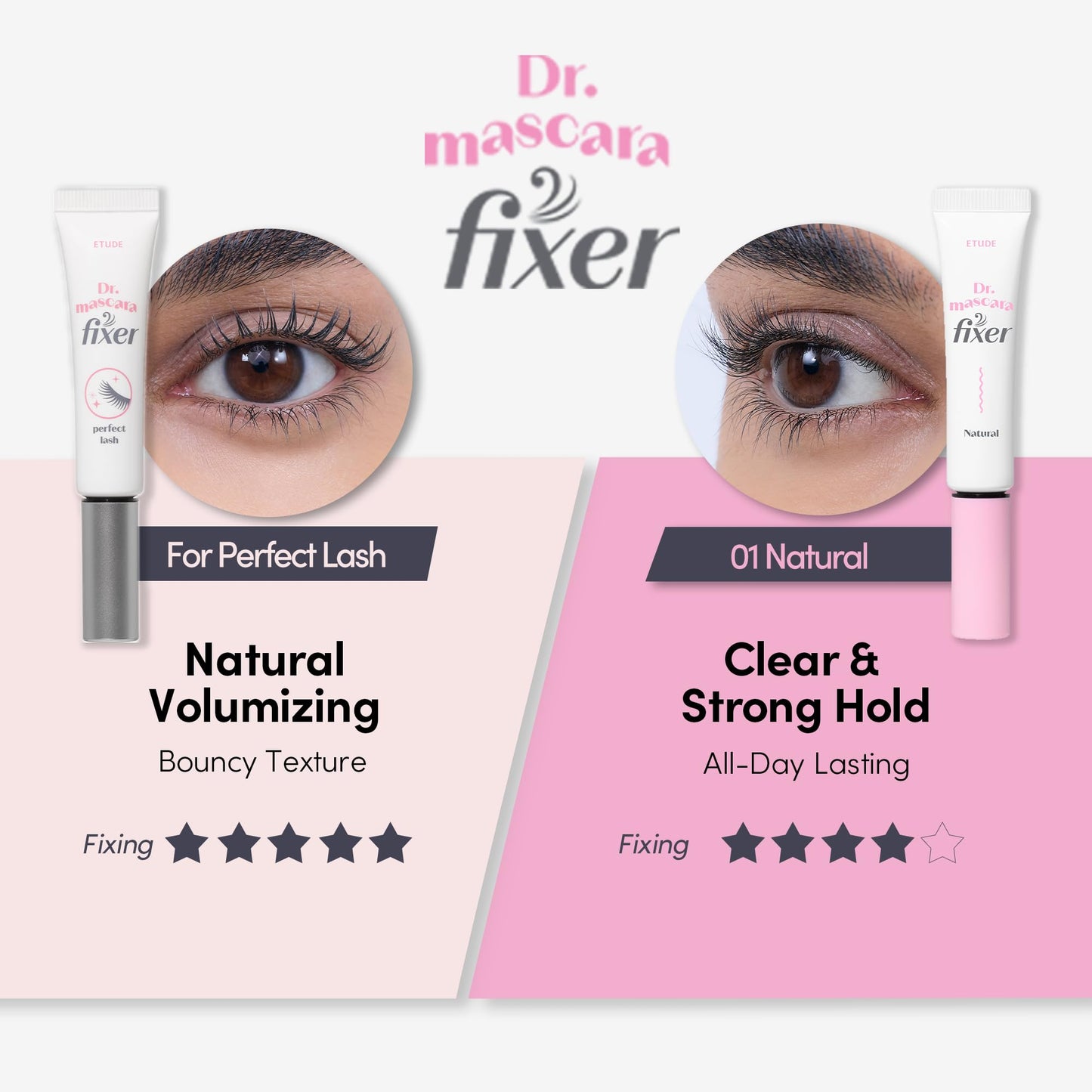 ETUDE Dr. Mascara Fixer For Perfect Lash, clear mascara primer, Korean Mascara Fixer All-Day Curl Hold, Volumizing, Smudge-Proof, Korean Makeup Beauty and Personal Care ETUDE