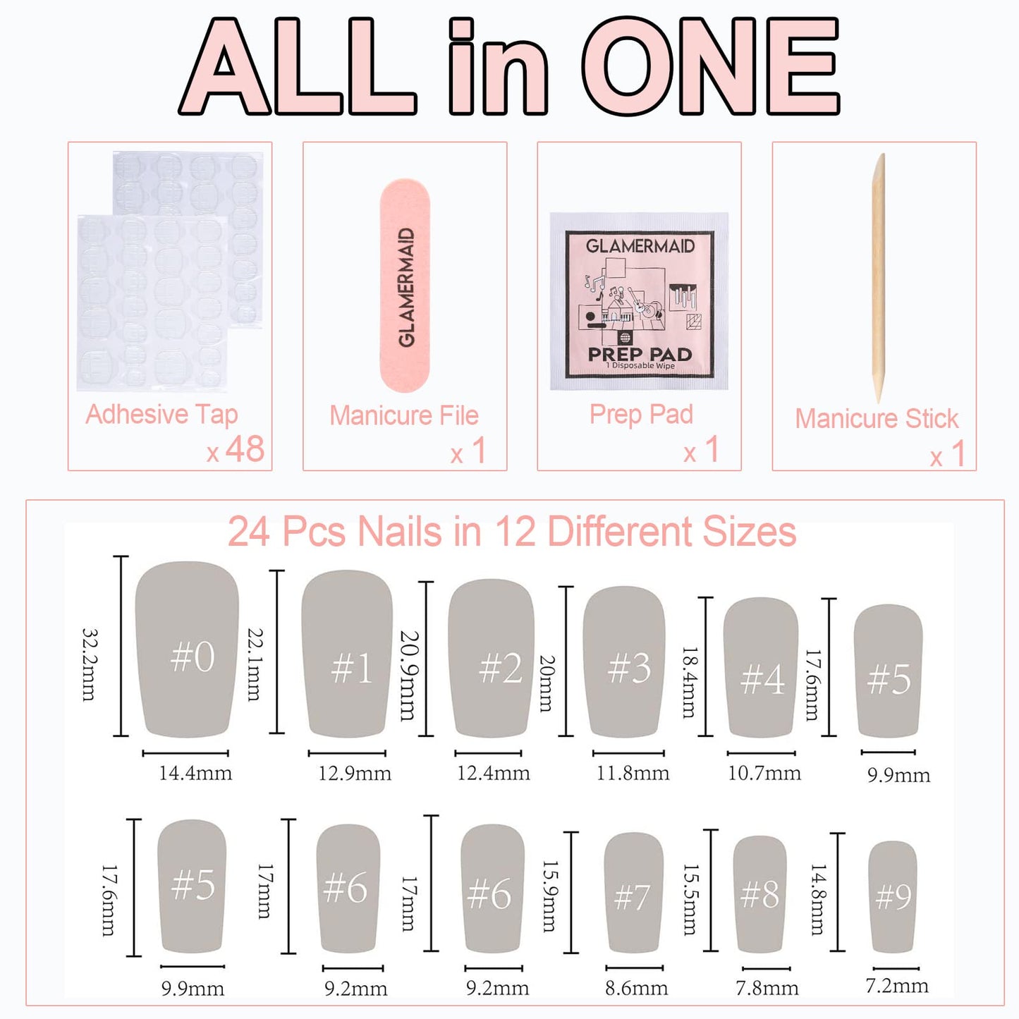 GLAMERMAID Rainbow Press on Nails Medium Square, Paint Color Ombre Nude Gel False Nals with Design, Colorful Glue on Nails Kit for Women, Colorful Beauty & Personal Care GLAMERMAID