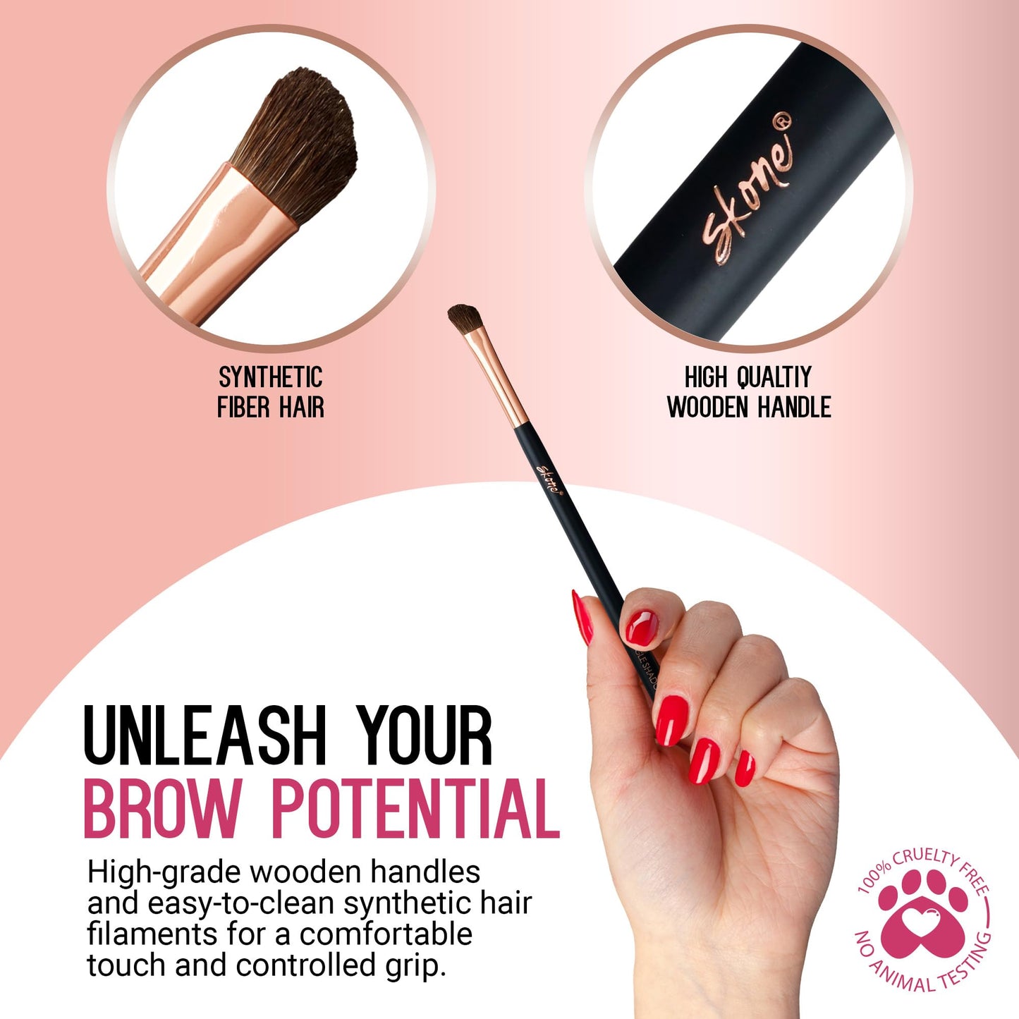 Skone Cosmetics Angle Shadow Brush - Luxe Premium Rose Gold and Synthetic Black Eye Shadow Angle Brush - Professional Grade Nylon Angled Shading Beauty & Personal Care Skone