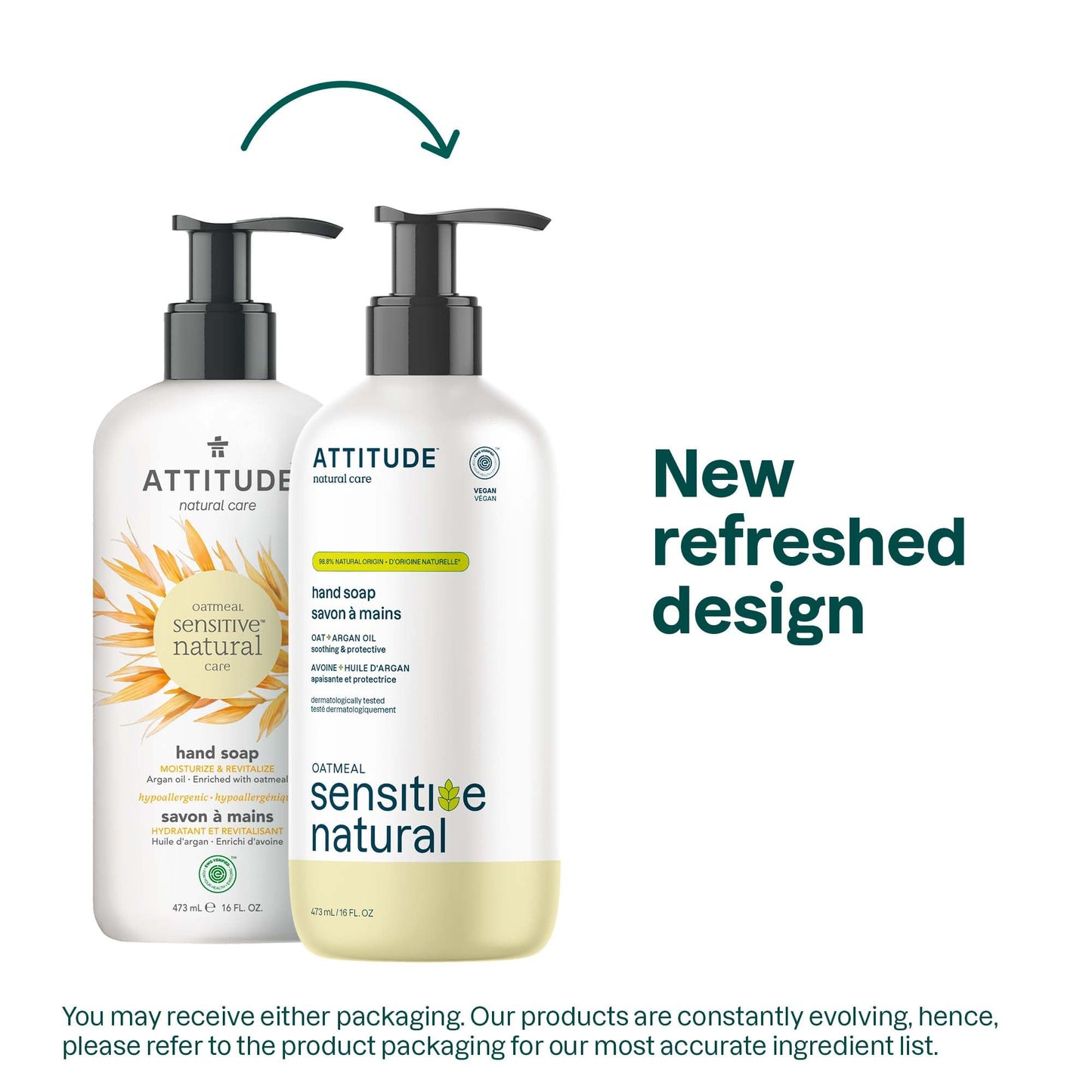 ATTITUDE Moisturizing Hand Soap for Sensitive Skin Enriched with Oat and Argan Oil, EWG Verified, Plant and Mineral-Based Ingredients, Vegan Beauty & Personal Care ATTITUDE