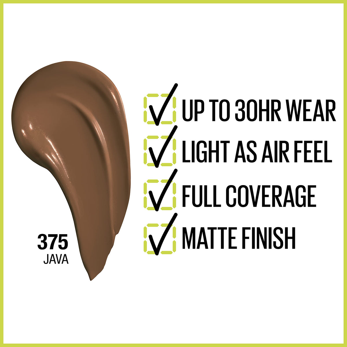 Maybelline Super Stay Full Coverage Liquid Foundation Active Wear Makeup, Up to 30Hr Wear, Transfer, Sweat & Water Resistant, Matte Finish, Java, 1