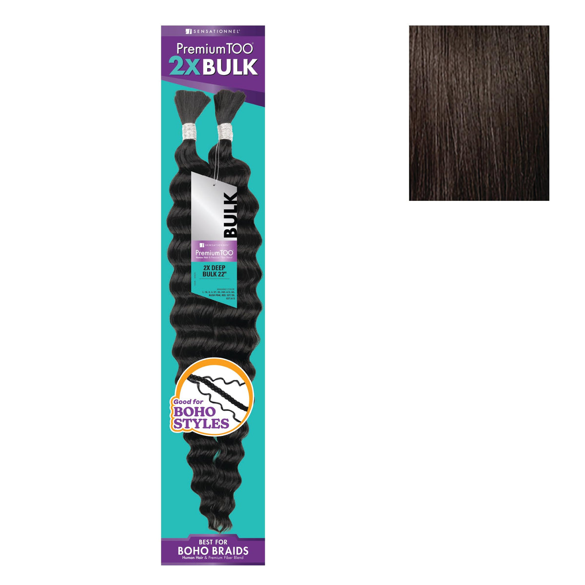 Sensationnel PremiumToo Bulk Weaving-2X Deep,1 pack 22 inch, 2 DARKBROWN