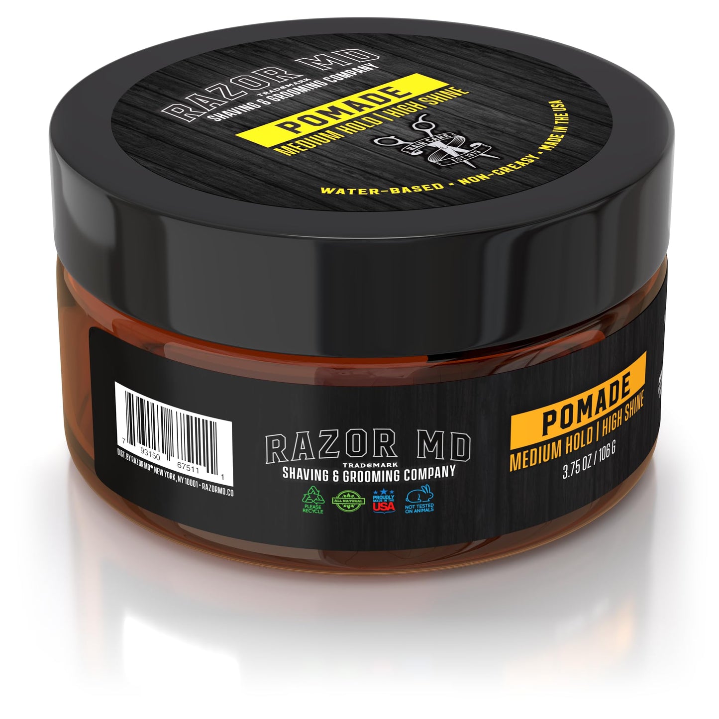 Razor MD Natural Water Based Hair Pomade for Men With High Shine and Slickback Finish, Medium Strong Hold Best Hair Products for Mens with Curly Beauty & Personal Care Razor MD