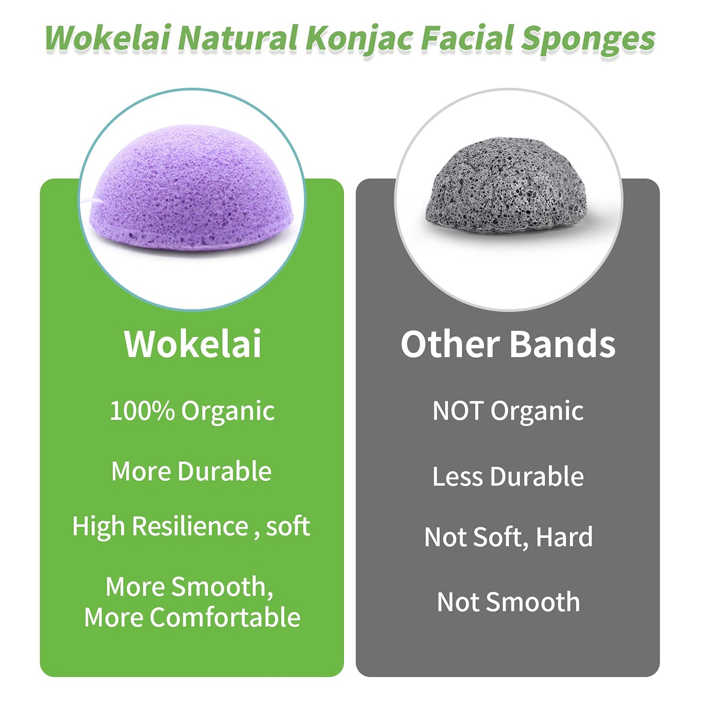 Konjac Facial Sponges for Cleansing Exfoliating - Konjac Face Sponge for Washing Face Body, Natural Cleaning Puff Buff Scrubber for Shower Bath SPA Beauty & Personal Care wokelai