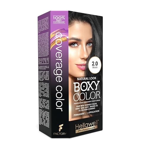 BOXY COLOR Coloring kit professional, permanent color cream hair dye with Vegetal Protein to get Hair with intense color shiny and silky. 100% Gray Beauty & Personal Care HELLAWELL PROFESSIONALS