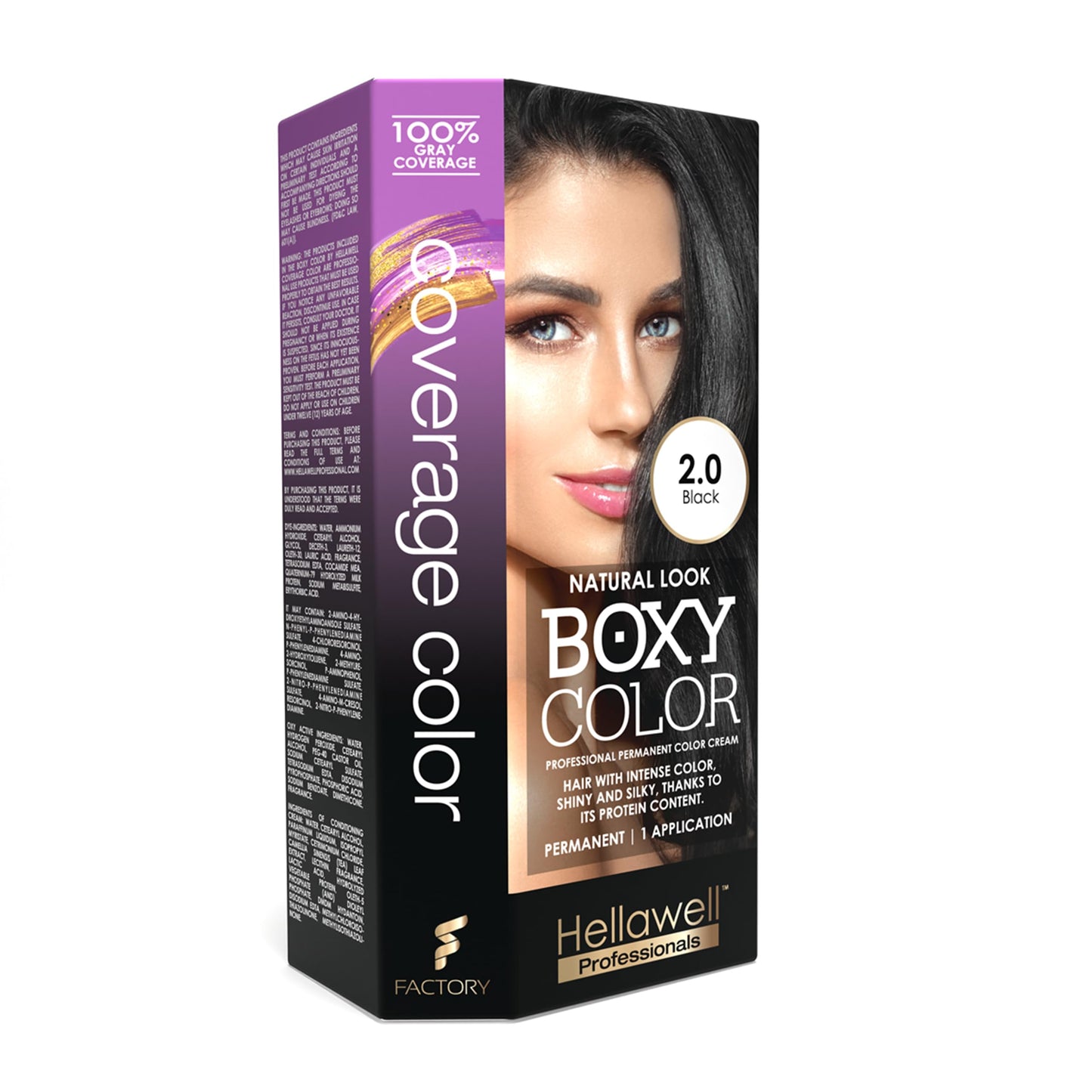BOXY COLOR Coloring kit professional, permanent color cream hair dye with Vegetal Protein to get Hair with intense color shiny and silky. 100% Gray Beauty & Personal Care HELLAWELL PROFESSIONALS