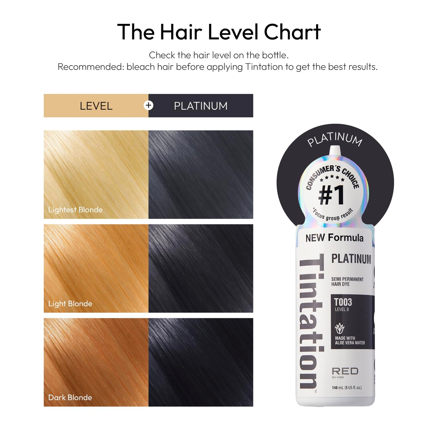 Red by Kiss Tintation Semi-Permanent Hair Color, Aloe Vera Water Based, Argan Oil, Olive Oil, Collagen & Keratin, Long-Lasting Color Dye (Platinum, 5 Beauty & Personal Care Red By Kiss