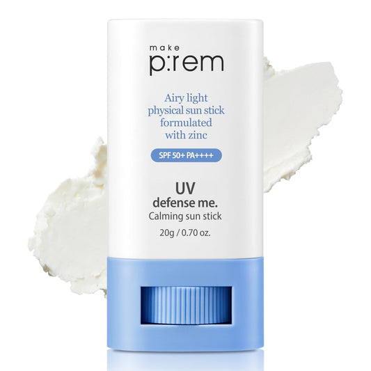 MAKEPREM UVA UVB Defense Me Calming Sun Stick Sunblock SPF 50+ PA++++ 0.7 Oz VEGAN Sensitive Oily Acne-Prone Skin Reef-Safe Mineral Sunscreen Non-Nano Beauty & Personal Care MAKEP:REM