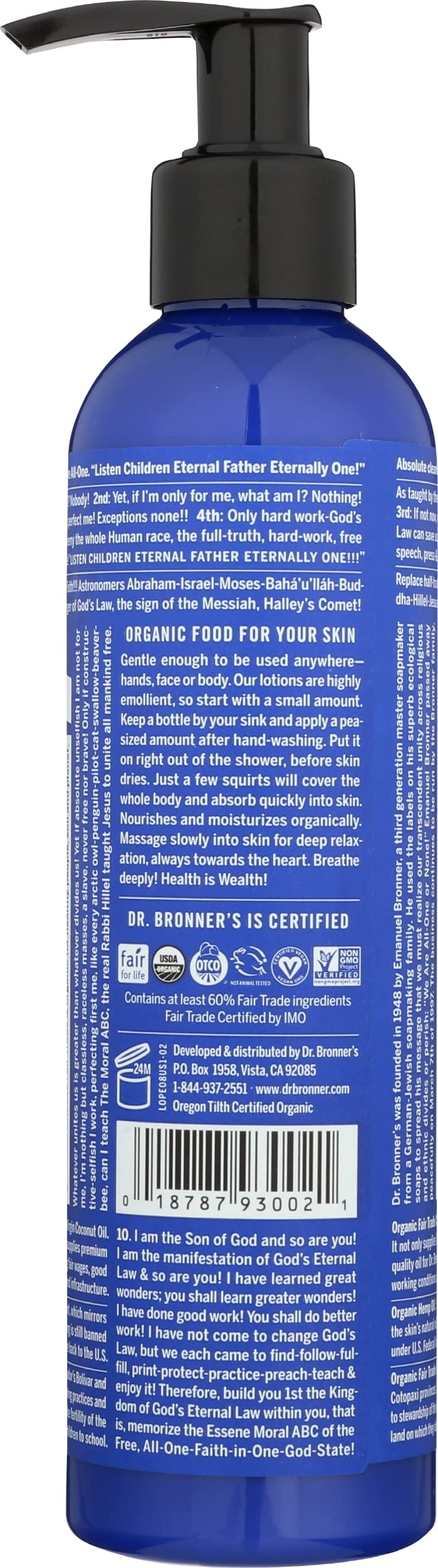 Dr. Bronner's & All-One Organic Lotion for Hands & Body, Peppermint, 8-Ounce Pump Bottle Beauty & Personal Care Dr. Bronner's