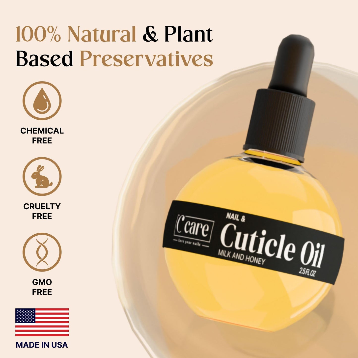 C CARE Cuticle Oil For Nails - Milk and Honey Nail Oil - Repairs Moisturizes and Strengthens Nails and Cuticles Overnight - Dropper & Brush included Beauty & Personal Care C CARE